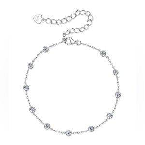 Certified 1.5 Carat Diamond Moissanite Station Dainty Chain Adjustable Bracelet